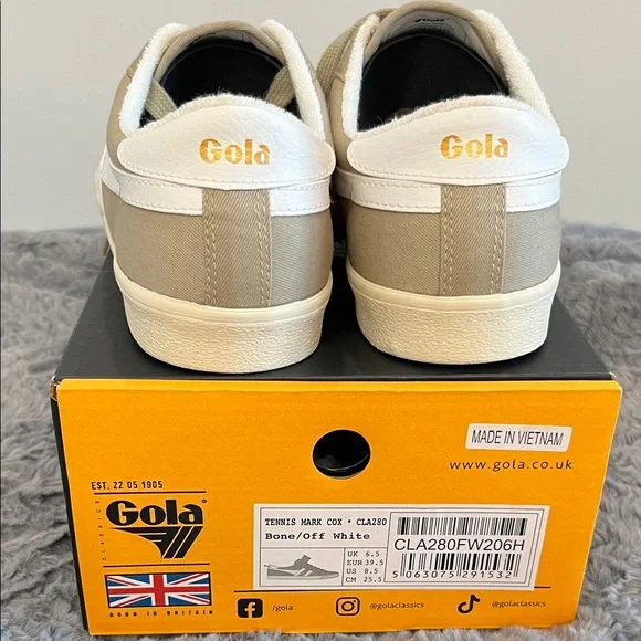 Gola Beige Canvas Sneakers with White Stripes - Picture 2 of 10